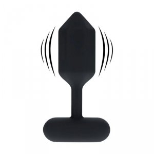 Hexagonal Vibrating Silicone Anal Plug - M - Black