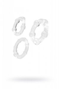 A-TOYS, Cockrings set, 3 pcs.TPE,Transparent, O 3,5 / 3/2 cm
