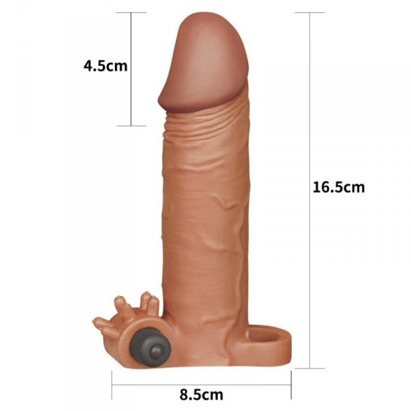 Add 2&quot;&quot; Pleasure X Tender Vibrating Penis Sleeve Brown