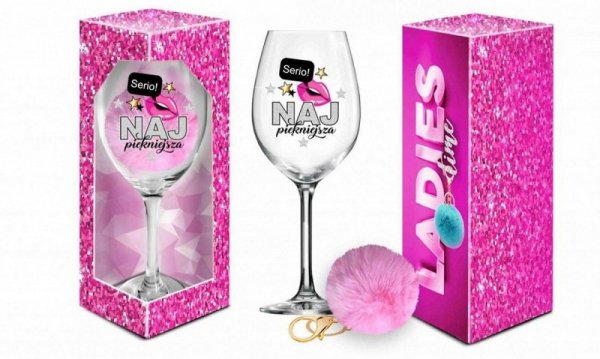 LADIES TIME - kieliszek do wina Signoria 700ml + pompon  - Najpiękniejsza