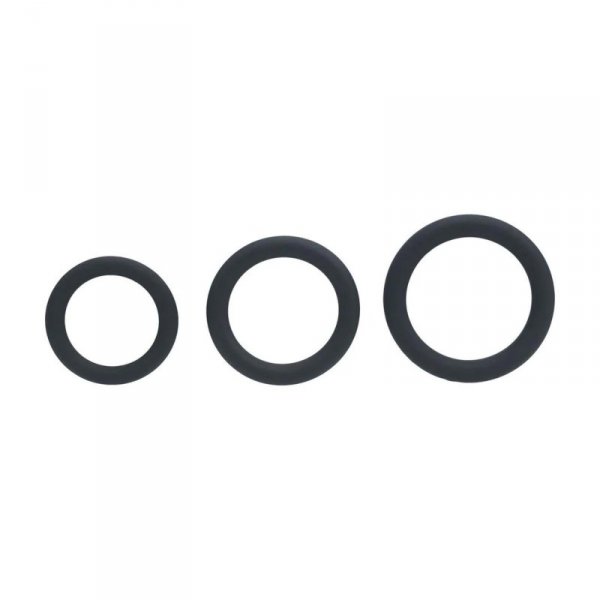 Classic Silicone Cockring Set of 3 - XS/S/M - Black