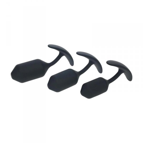 Silicone Weighted Anal Plug Training Set of 3 - Black