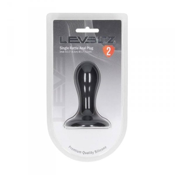 Single Rattle Liquid Silicone Anal Plug - S - Black