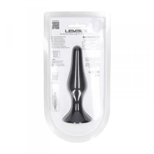 Slim Silicone Anal Plug - L - Black