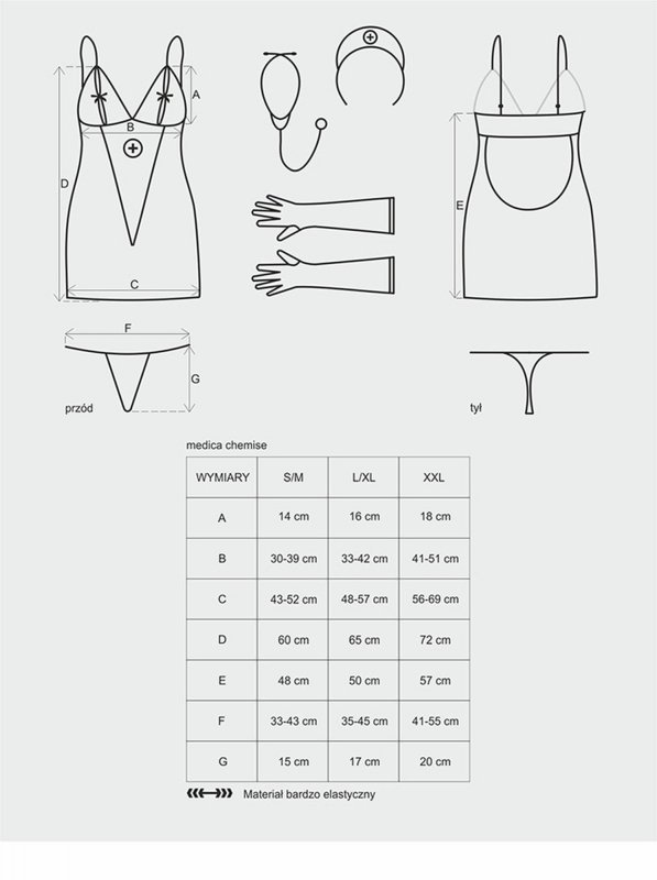 Bielizna-Medica sukienka kostium 5-części L/XL + stetosk