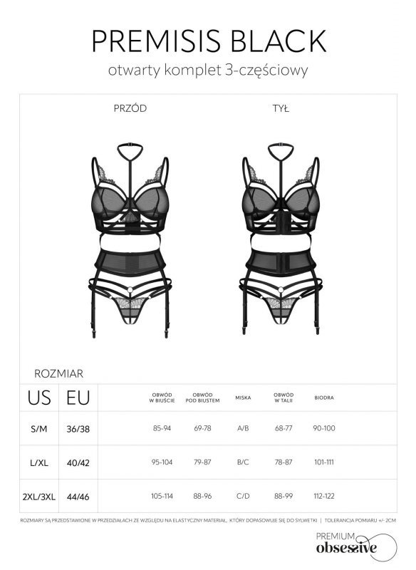 Premisis Black otwarty komplet 3-częściowy  L/XL