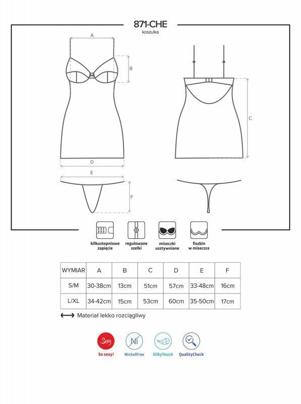 Bielizna-871-CHE-2 koszulka i stringi  L/XL