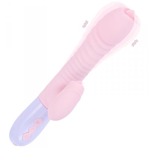 Wibrator-Silicone Vibrator USB 7 Function and Thrusting Function / Heating, pink