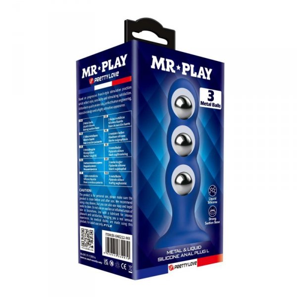 Mr. Play Metal & Liquid Silicone Anal Plug with 3 Metal Balls