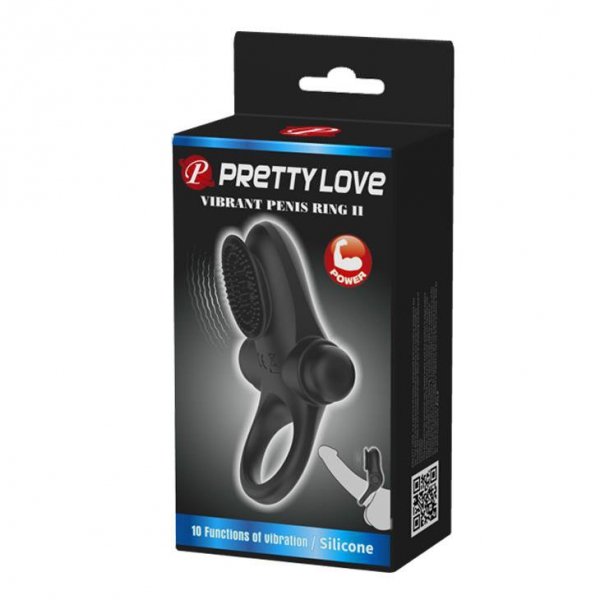 PRETTY LOVE - VIBRANT PENIS RING II Black