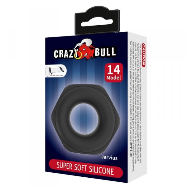Crazy Bull Jarvius Super Soft Silicone Cock Ring – Black
