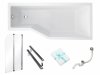 BESCO Wanna 170x75 Integra Prawa + Parawan 2-skrzydłowy + Syfon