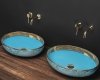  Umywalka ceramiczna nablatowa Margot Blue Gold  52x40  