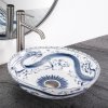 Umywalka ceramiczna nablatowa REA KIOTO orientalna biało niebieska wzór