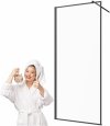 Invena ścianka walk-in 100x200 transparentna czarna rama szkło 8 mm hartowane