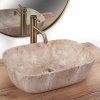 Umywalka ceramiczna nablatowa REA BELINDA SAVANA imitacja kamienia beżowa