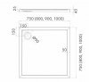 Brodzik kwadratowy 80x80x4,5 Corrina New Stabilsound Plus