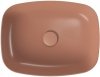 Umywalka ceramiczna nablatowa Larga prostokątna 50x38 cm ceglasty mat + korek