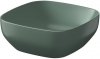 Umywalka ceramiczna nablatowa Larga kwadratowa 38x38 cm zielony mat + korek