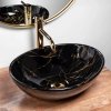 Umywalka ceramiczna nablatowa owalna REA SOFIA BLACK MARBLE SHINY marmur