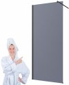 Invena ścianka walk-in 120x200 grafitowa szkło 8 mm hartowane czarny profil