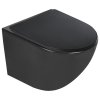 Stelaż WC + Przycisk M575+ Miska WC wisząca bez kołnierza DELOS BLACK + deska duroplast wolnoopadająca SLIM