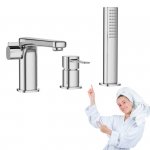BATERIA wannowa 3-otworowa INVENA GLAMOUR jednouchwytowa nawannowa chrom