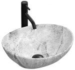 Umywalka ceramiczna nablatowa REA SOFIA STONE owalna szary marmur