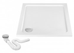 Brodzik prysznicowy kwadratowy REA SAVOY 90x90 biały + syfon