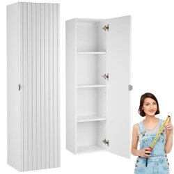 Słupek łazienkowy wiszący Astor AMY biały ryflowany 35 cm uchwyt chrom