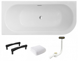 BESCO Wanna 150x75 Avita Slim Plus Lewa + Syfon w kolorze złotym