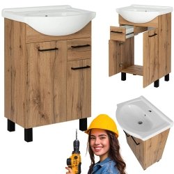Zestaw szafka z umywalką Astor LUPO WOTAN 55 cm drzwiczki szuflada