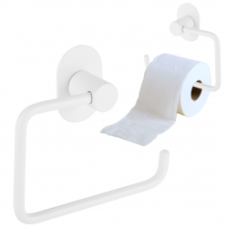 Uchwyt na papier toaletowy do WC ścienny samoprzylepny przykręcany biały