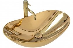 Umywalka ceramiczna nablatowa lustrzana REA ROYAL GOLD złota