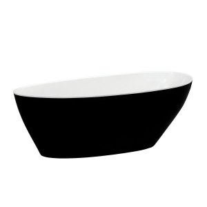 Wanna wolnostojąca Goya Black&White 160x70 cm + klik-klak biały czyszczony od góry