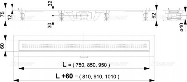 Odpływ liniowy podłogowy APZ9 750 Simple