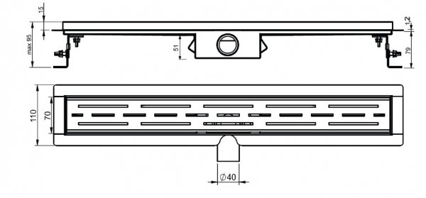 XMD030 odpływ liniowy 60 cm ruszt linie