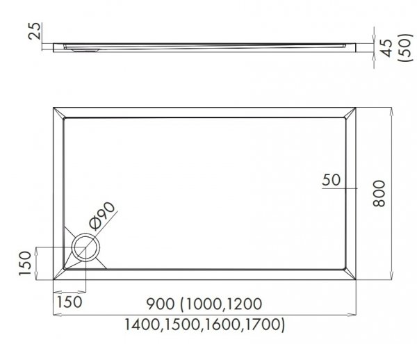 Brodzik prostokątny 80x160x5 Corrina New Stabilsound Plus
