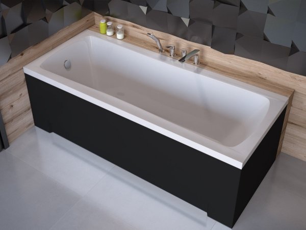 BESCO Wanna 170x70 Optima z czarną obudową + Syfon