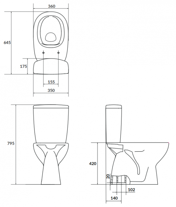 WC Kompakt 685 ARTECO CleanOn + deska duroplast wolnoop.