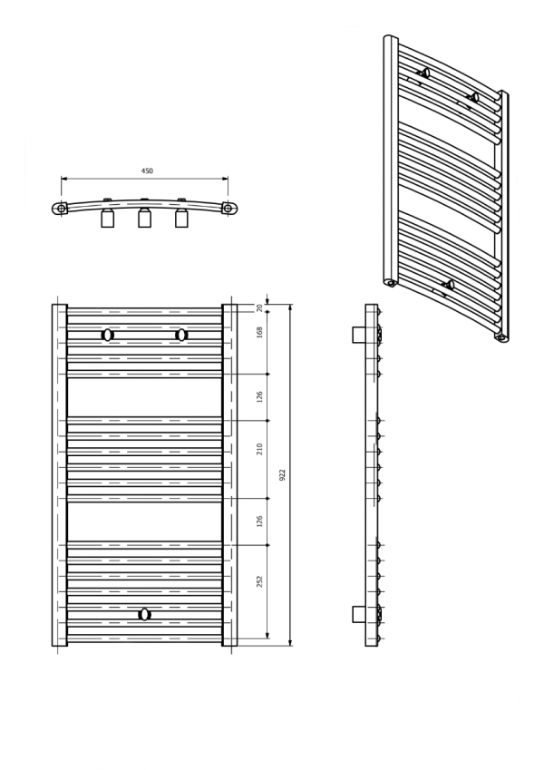 GRZEJNIK ŁAZIENKOWY drabinkowy stalowy LUXRAD TOP-1 92x50 drabinka biały