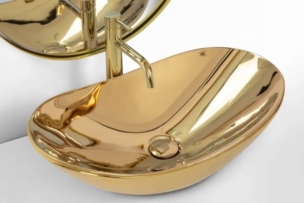 Umywalka ceramiczna nablatowa lustrzana REA ROYAL GOLD złota