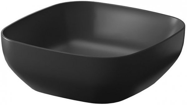 Umywalka ceramiczna nablatowa Larga kwadratowa 38x38 cm antracyt mat + korek