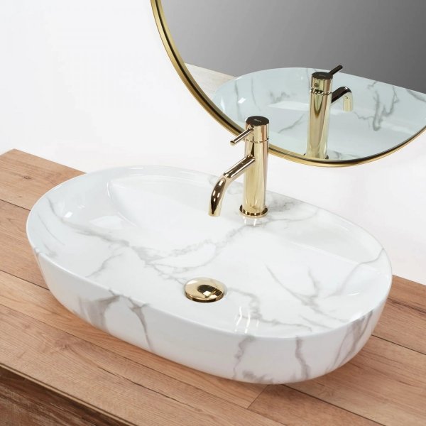  Umywalka ceramiczna nablatowa Aura 61 Marmo Shiny 