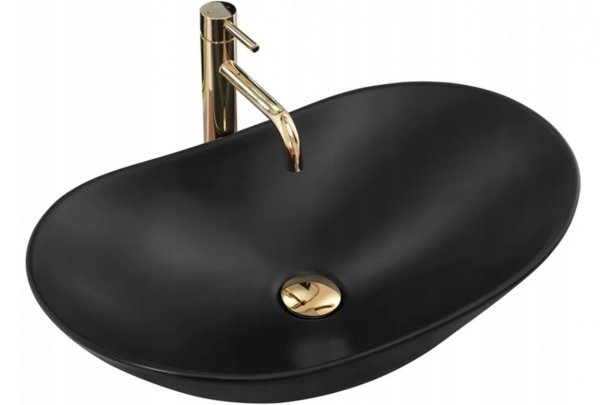 Umywalka ceramiczna nablatowa REA ROYAL 60 BLACK MAT czarna