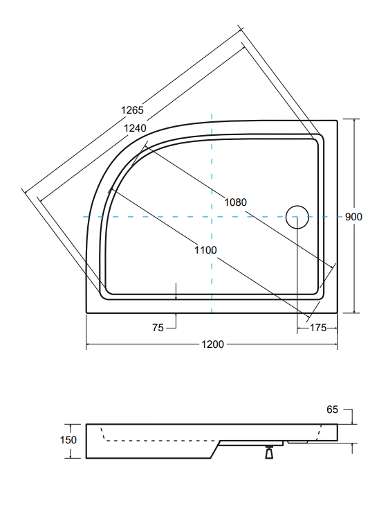 BESCO Brodzik asymetryczny Saturn 120x90x4 lewy gratis syfon