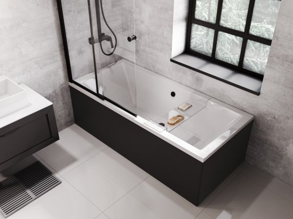 BESCO Wanna 190x90 Quadro z czarną obudową + Syfon