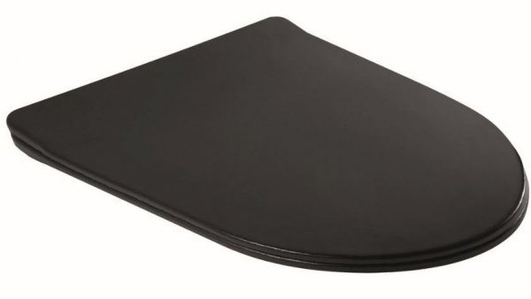 Stelaż WC + Przycisk M578+ Miska WC wisząca bez kołnierza DELOS BLACK + deska duroplast wolnoopadająca SLIM