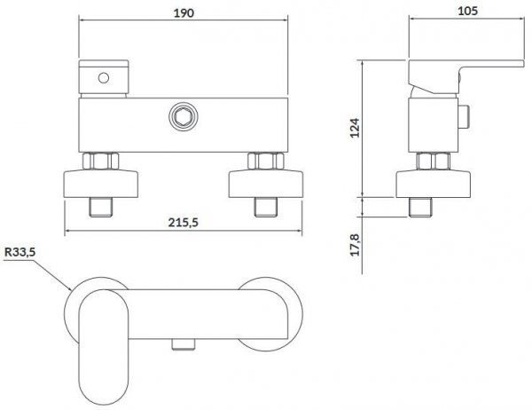 Bateria natryskowa ścienna Crea nikiel S951-324