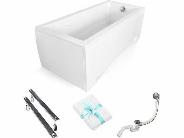 BESCO Wanna 140x70 Modern z białą obudową + Syfon